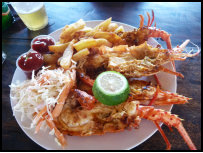 Lobster-Gericht in einem Restaurant in Ghana