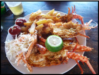 Lobster-Gericht an der Küste Ghanas
