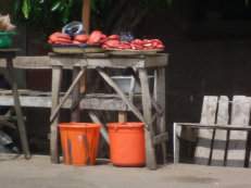 local cheese stall in Abomey, Benin