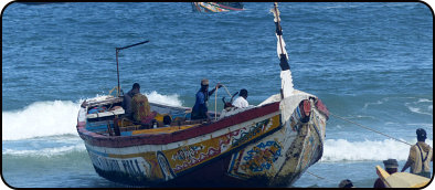 Fishermen on the beach of Lompoul