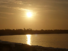 on the banks of the Pink Lake