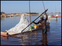 Salt extraction on the Pink Lake